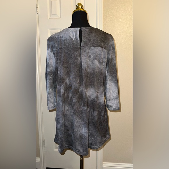 Weekend by Susan Graver Tie-Dye Tunic Top XL Fit Slit Sleeves Tie Detail - Picture 3 of 8